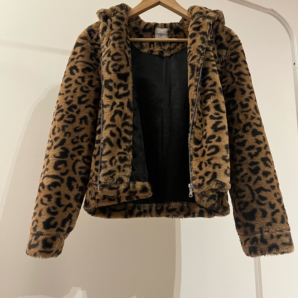 Kensie Animal Print Faux Fur Coat